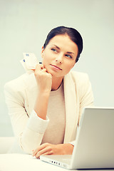 Image showing lovely woman with euro cash money