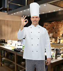 Image showing happy male chef cook showing ok sign