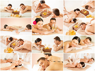 Image showing happy family couple in spa salon