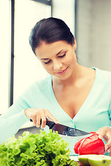 Image showing beautiful woman in the kitchen