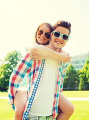 Image showing smiling couple having fun in park