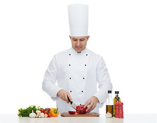 Image showing happy male chef cook cooking food