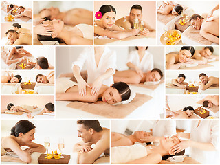 Image showing happy family couple in spa salon