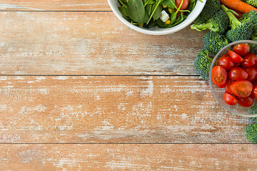 Image showing close up of ripe vegetables on wooden table