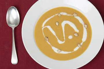 Image showing Squash soup from above