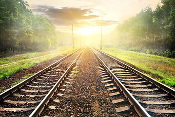 Image showing Fog over railroad