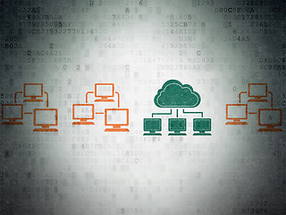 Image showing Cloud computing concept: cloud network icon on Digital Paper