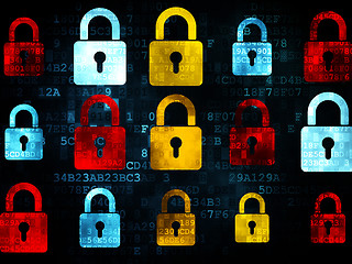 Image showing Information concept: Closed Padlock icons on Digital background