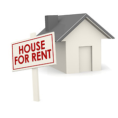 Image showing For rent banner with house