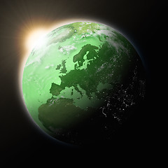 Image showing Sun over Europe on planet Earth