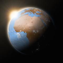 Image showing Sun over Africa on planet Earth