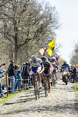 Image showing The Breakaway in The Forest of Arenberg- Paris Roubaix 2015