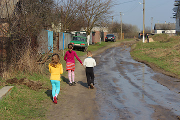 Image showing children going in Ukrainian village