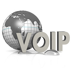 Image showing VOIP, globe and mouse