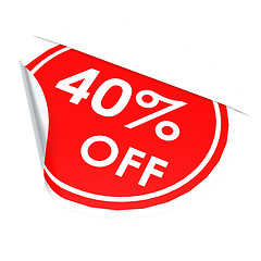 Image showing Red circle label 40 percent off