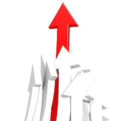 Image showing Red arrow toward success