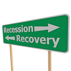 Image showing Recession recovery road sign