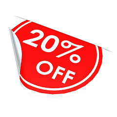 Image showing Red circle label 20 percent off