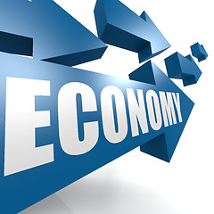 Image showing Economy arrow blue