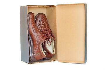 Image showing Men\'s shoes in the package on a white background.