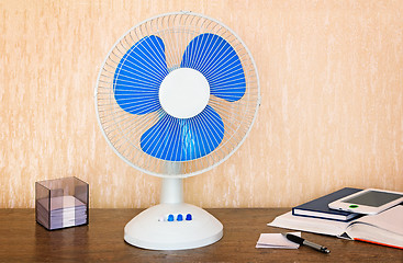 Image showing Convenient fan with a switch on the Desk