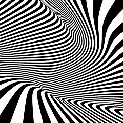 Image showing Pattern with optical illusion. Black and white background. 