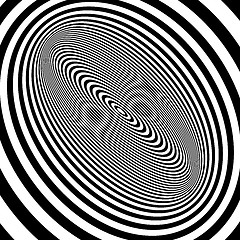 Image showing Pattern with optical illusion. Black and white background. 