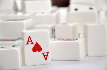 Image showing Mahjong set with red Ace