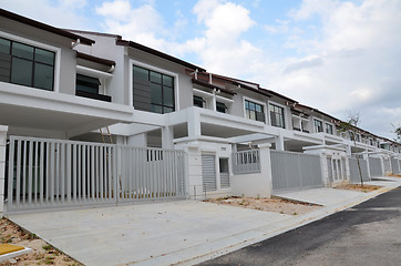 Image showing Terrace house under the blue skies