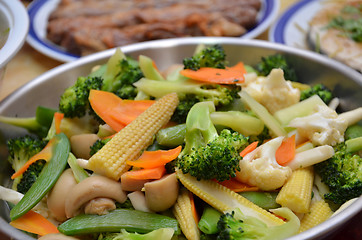 Image showing Stir-fry in a wok