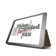 Image showing Value added tax word cloud on tablet