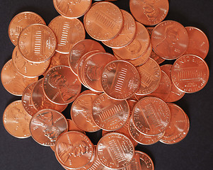 Image showing Dollar coins 1 cent wheat penny cent