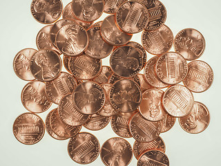 Image showing Dollar coins 1 cent wheat penny cent