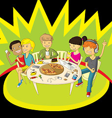 Image showing Friends in pizzeria