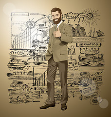 Image showing Vector Business Man With Beard Shows Well Done