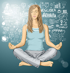 Image showing Vector woman meditating in lotus pose