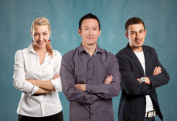 Image showing Teamwork and Asian Man With Folded Hands