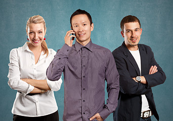 Image showing Teamwork and Asian Man With Folded Hands