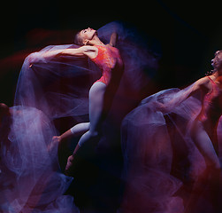 Image showing photo as art - a sensual and emotional dance of beautiful ballerina through the veil 