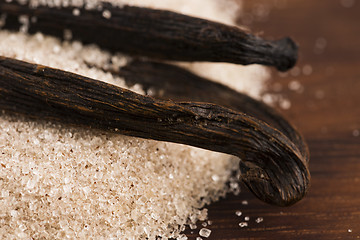 Image showing vanilla sugar and vanilla beans