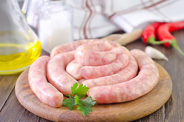 Image showing raw sausages