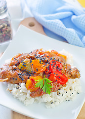 Image showing rice with meat and vegetables