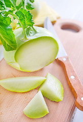 Image showing Cabbage kohlrabi on Wooden Kitchen Board