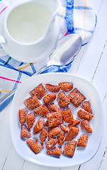 Image showing dry breakfast with milk