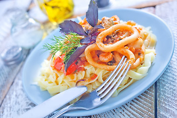 Image showing pasta with seafood