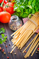 Image showing raw pasta with tomato