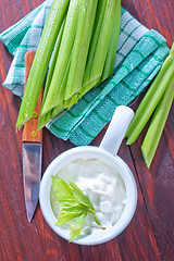 Image showing fresh celery and white sauce