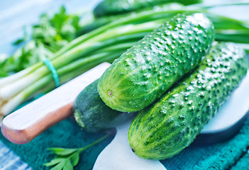 Image showing fresh cucumbers