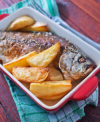 Image showing baked fish and potato