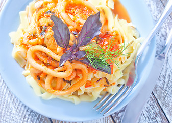 Image showing pasta with seafood